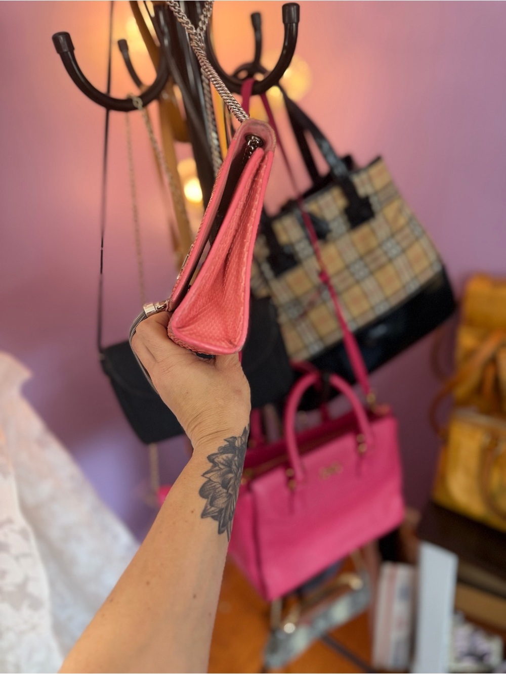 Yves Saint Laurent Coral Red Monogram Tassel Crossbody Bag - Picture 4 of 15